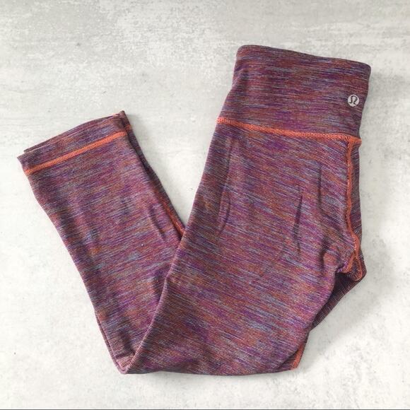 Lululemon Purple Orange Blue Stripe Leggings - Picture 1 of 5